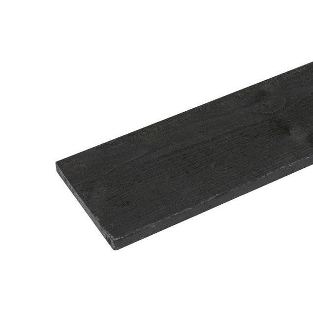 Vuren ruwe plank, zwart 2,2x20x420