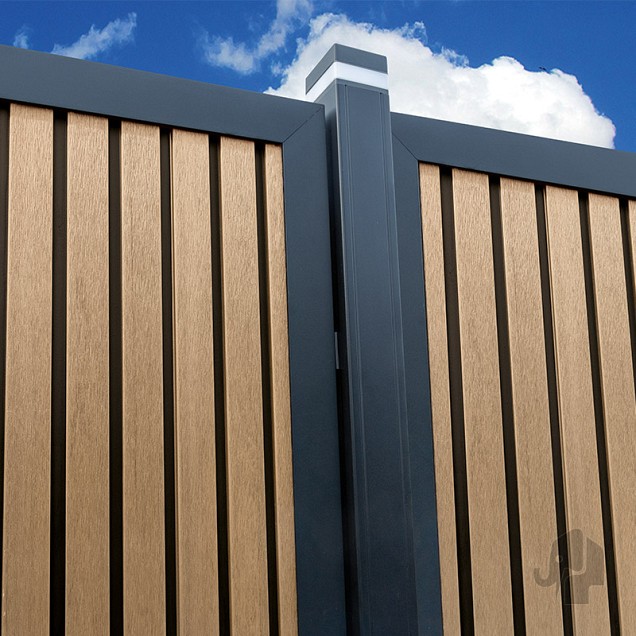 Elephant schutting Stripes houtcomposiet 180x180 cm Oak and Black Aktie OP=OP