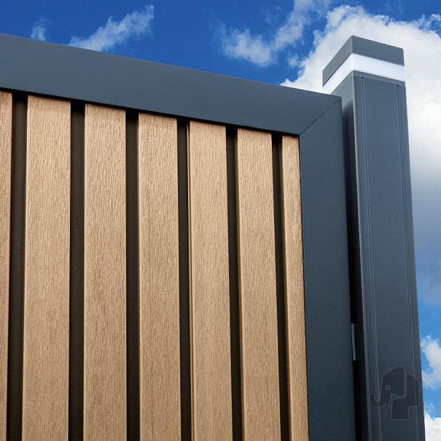Elephant schutting Stripes houtcomposiet 180x180 cm Oak and Black Aktie OP=OP