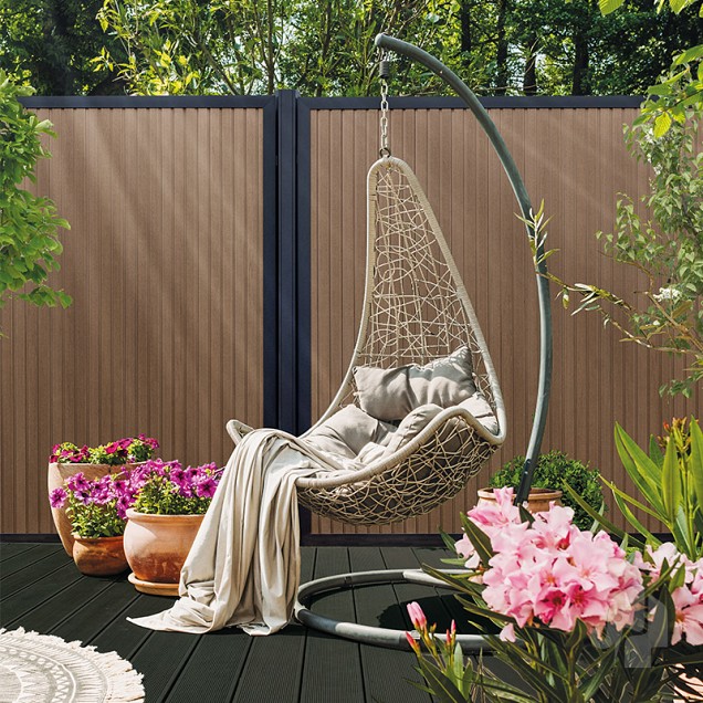 Elephant schutting Stripes houtcomposiet 180x180 cm Oak and Black Aktie OP=OP