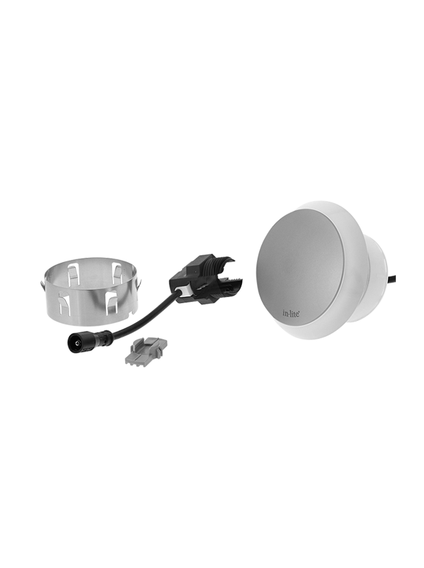 Puck Light Grey 12V/1,5W LED ø60mm Warm White, diffuse Ring 86mm